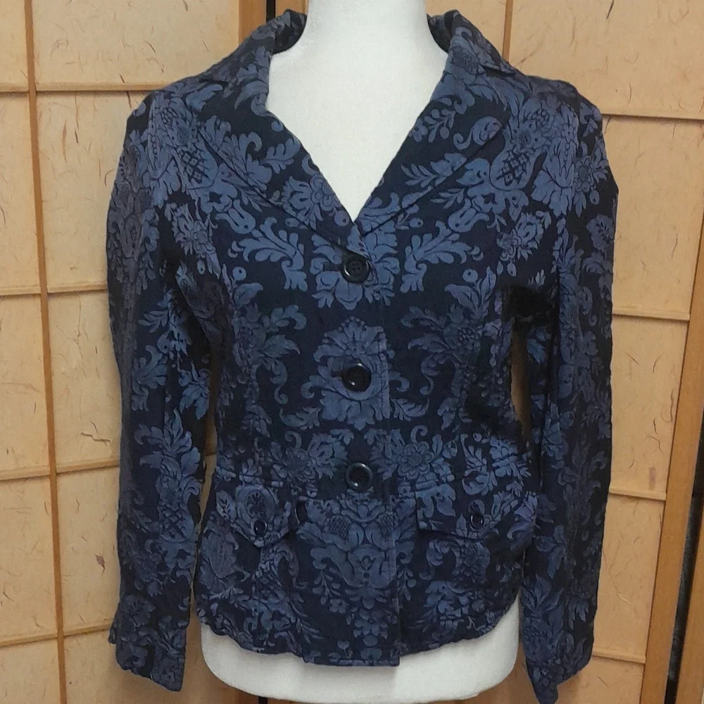 Tommy Bahama blue floral blazer/jacket and scarf set size 8/10 M - Picture 2 of 13